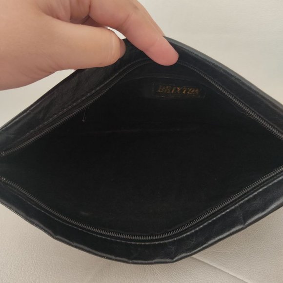 BRIXTON Vintage Black Leather  Clutch - Picture 5 of 6